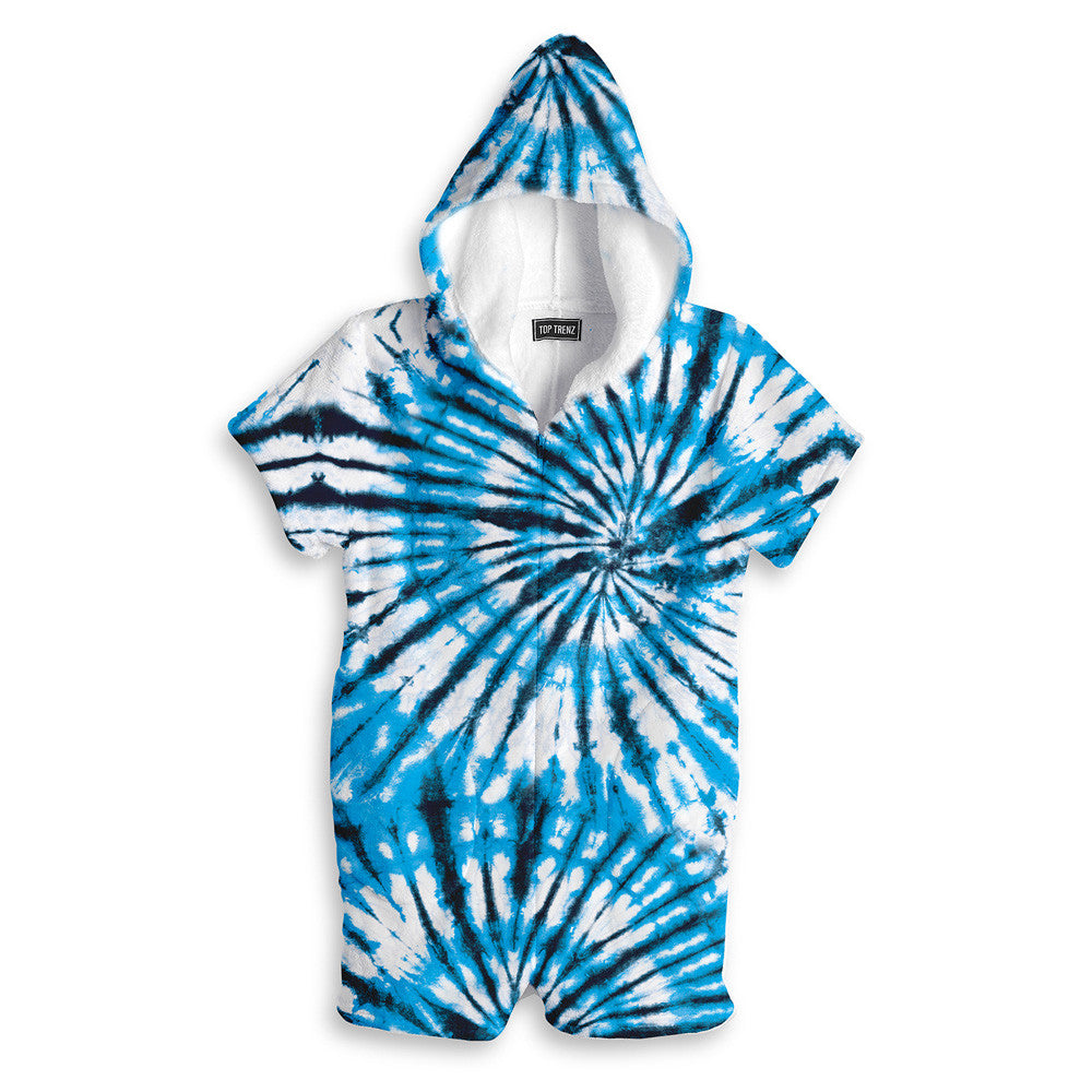 Top Trenz Shark Tie-Dye Fuzzy Romper Lounge Apparel Apparel