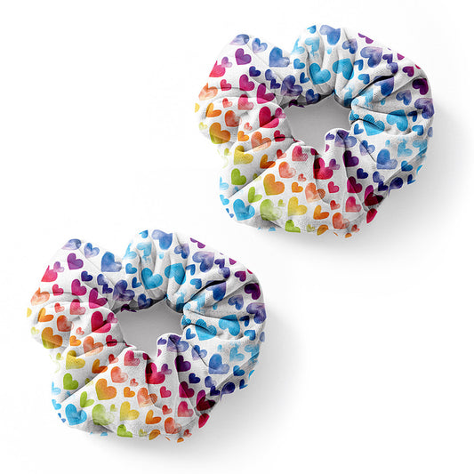 Top Trenz Heart Printed Scrunchie Hair Accessories For All Ages Accessories|Holiday