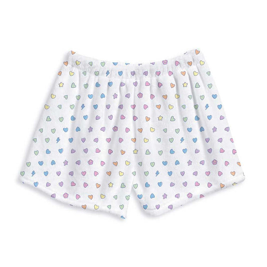 Top Trenz Rainbow Heart Fuzzy Lounge Shorts For Kids And Tweens Apparel|Holiday
