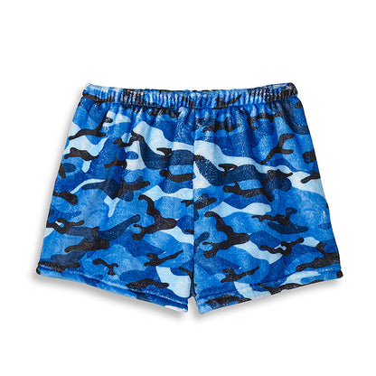 Top Trenz Blue Camo Fuzzy Lounge Shorts Apparel