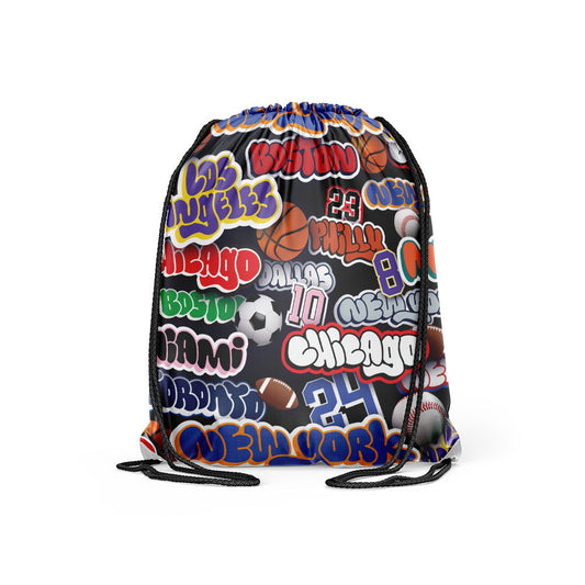 Top Trenz Puffer Sling Cinch Bag - Sports Nation Edition - Trendy Drawstring Backpack Bags