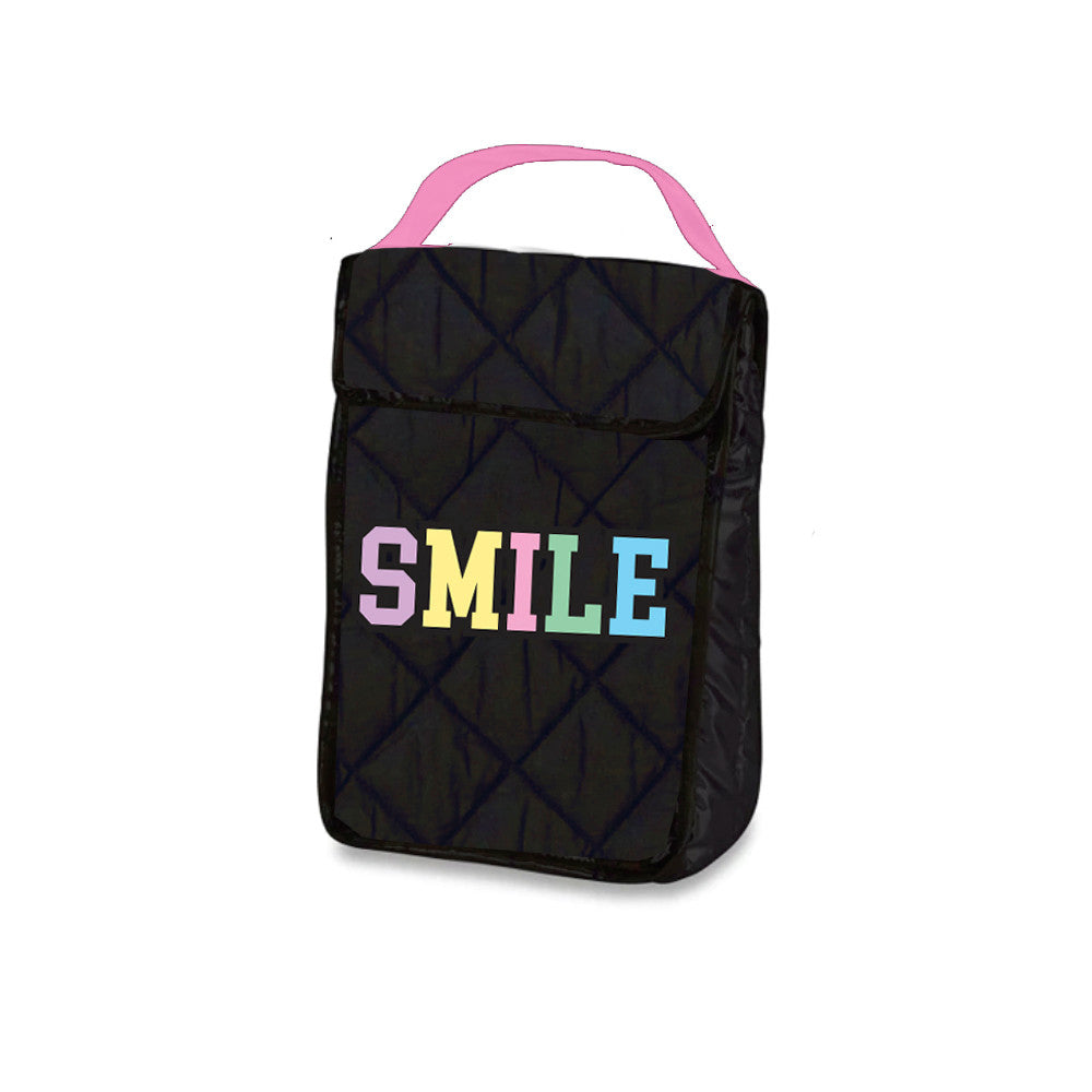 Top Trenz Trendy Black Printed Puffer Insulated Snack Bag Bags