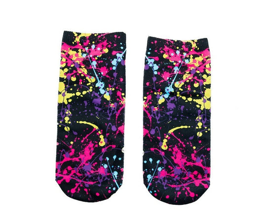 Top Trenz Ankle Socks- Neon Splatter Apparel