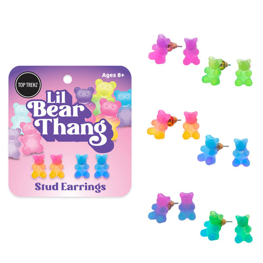 Top Trenz Playful Bear Design Stud Earring Sets Accessories