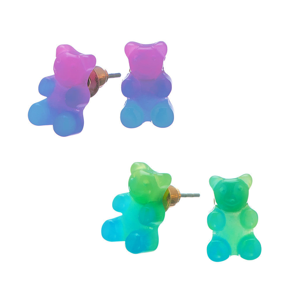 Top Trenz Playful Bear Design Stud Earring Sets Accessories