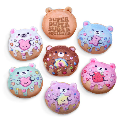 Top Trenz Super Duper Sugar Squishers – Sugar Bear Donuts Plush Fidget Toy - Squishy Stress Relief for Kids Toys|Holiday