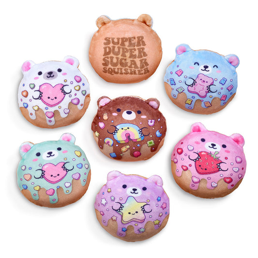 Top Trenz Super Duper Sugar Squishers – Sugar Bear Donuts Plush Fidget Toy - Squishy Stress Relief for Kids Toys|Holiday