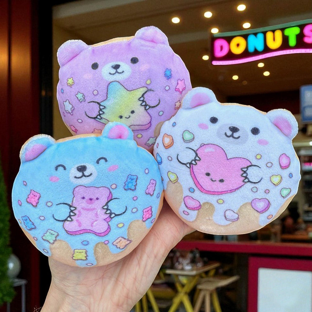 Top Trenz Super Duper Sugar Squishers – Sugar Bear Donuts Plush Fidget Toy - Squishy Stress Relief for Kids Toys|Holiday