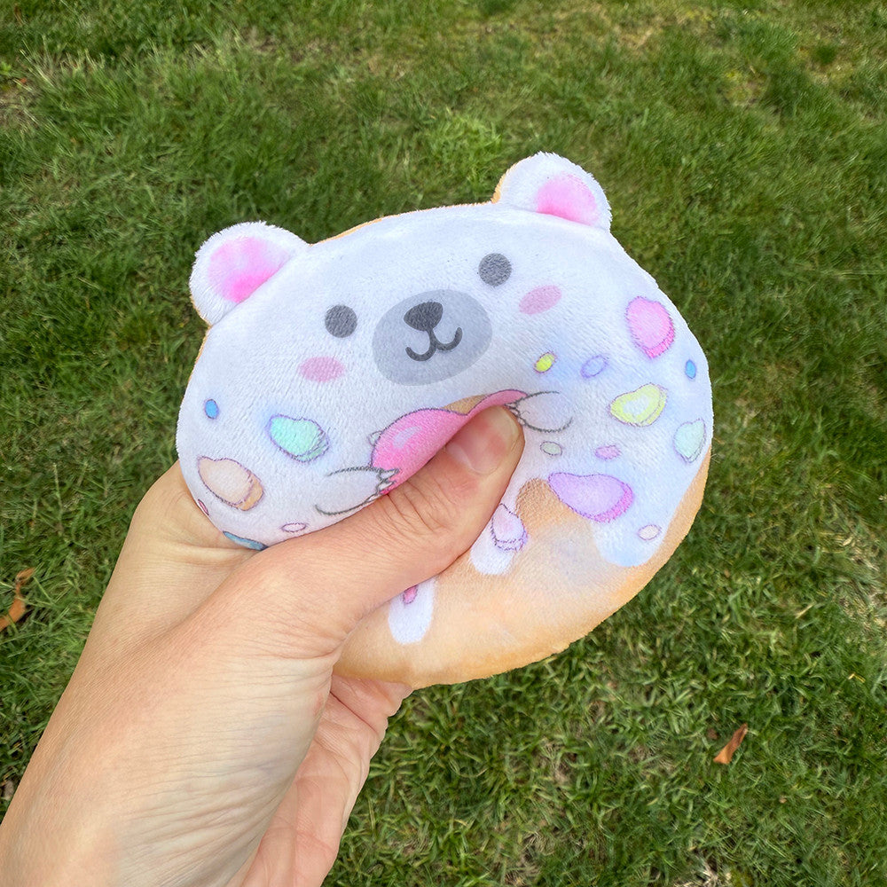 Top Trenz Super Duper Sugar Squishers – Sugar Bear Donuts Plush Fidget Toy - Squishy Stress Relief for Kids Toys|Holiday