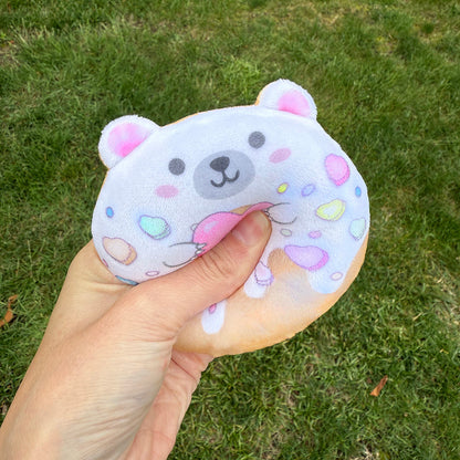 Top Trenz Super Duper Sugar Squishers – Sugar Bear Donuts Plush Fidget Toy - Squishy Stress Relief for Kids Toys|Holiday