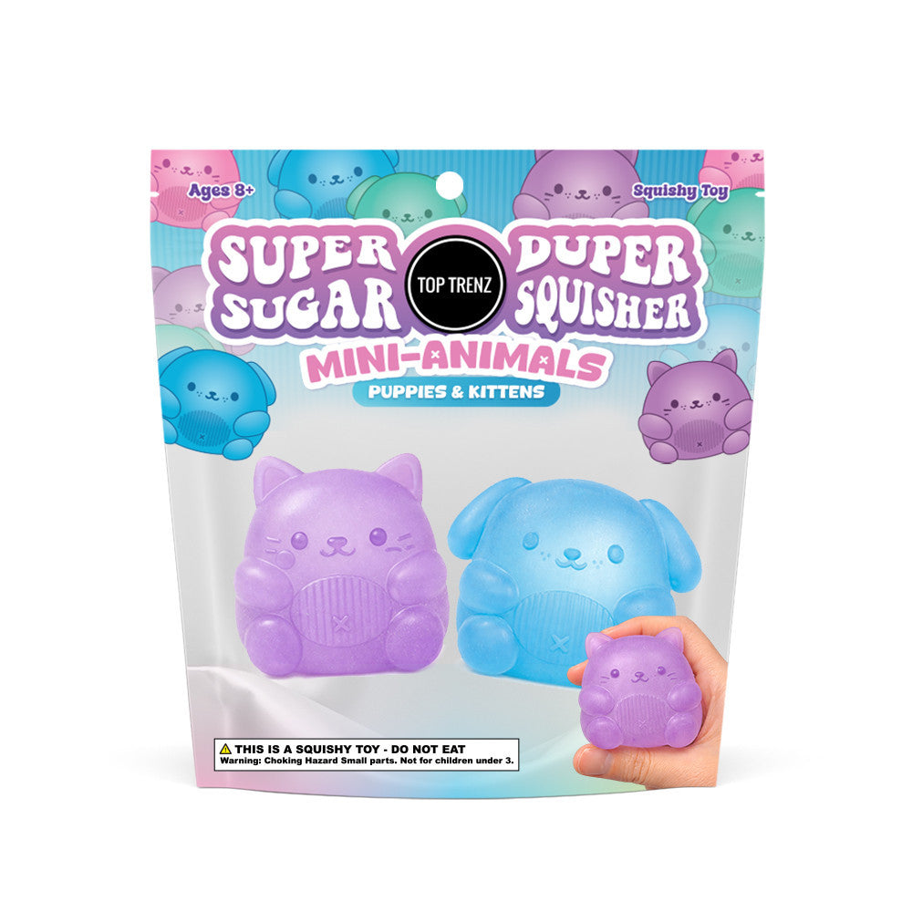Top Trenz Mini Sugar Squishy 2-Pack - Puppies & Kittens - Super Duper Sugar Squishers Toys