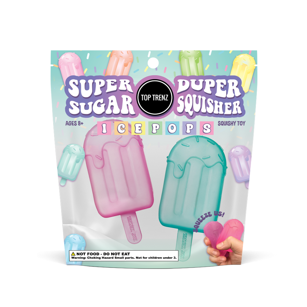 Top Trenz Super Duper Sugar Squisher - Mini Ice Pops 2 Pack - Stress Relief Squishy Toys Toys