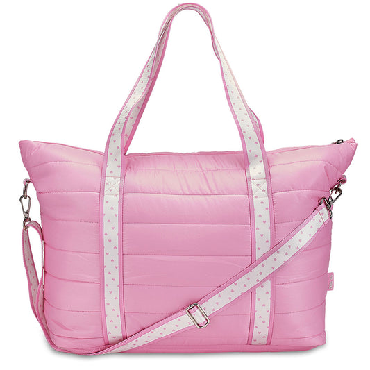 Top Trenz Trendy Pink Puffer Tote Bag – Heart Strap Shoulder Bag Bags|Holiday