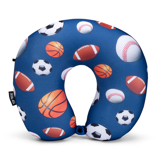 Top Trenz Navy Sports Microbead Travel Neck Pillow Plush